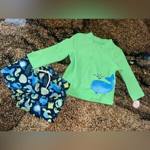Carter's Green and Blue Whale Rashguard Set